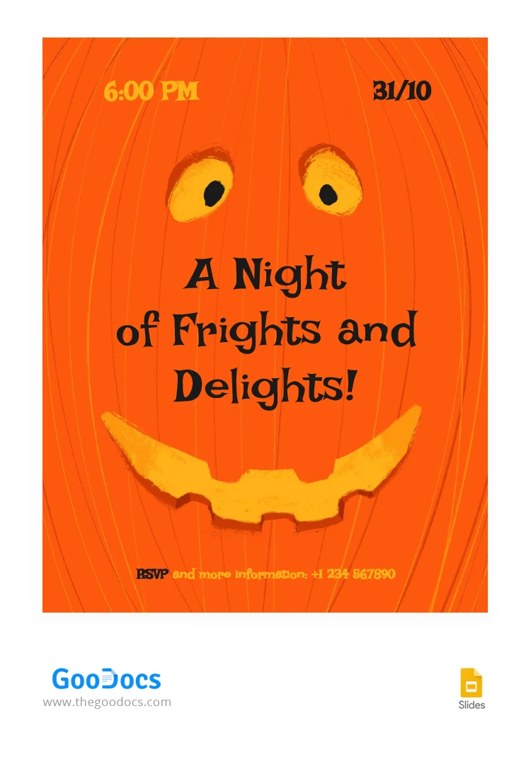 Brillante volantino di Halloween arancione - free Google Docs Template - 10066495