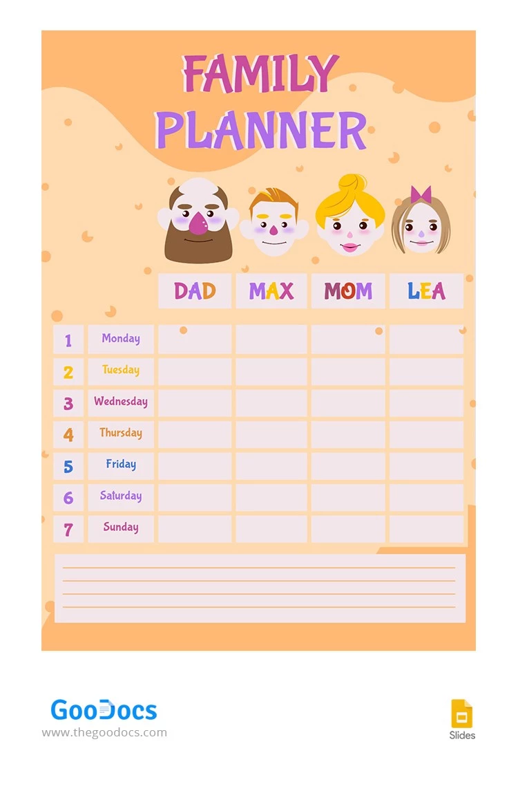 Bright Planner Family - free Google Docs Template - 10064614