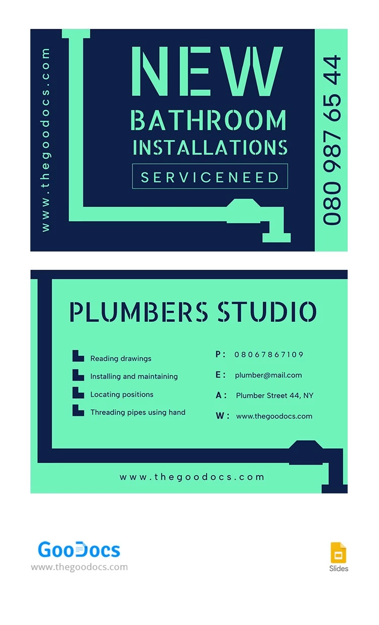 Bright Plumbers Business Card - free Google Docs Template - 10064940