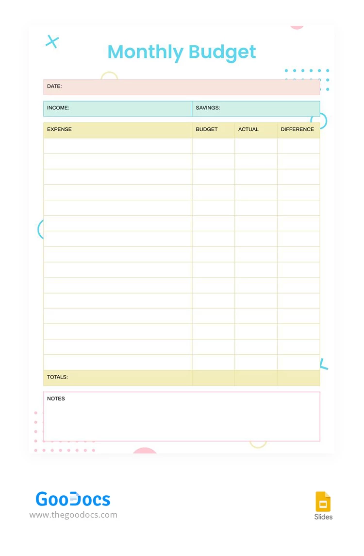 Bright Imprimable Budget Mensuel - free Google Docs Template - 10067979