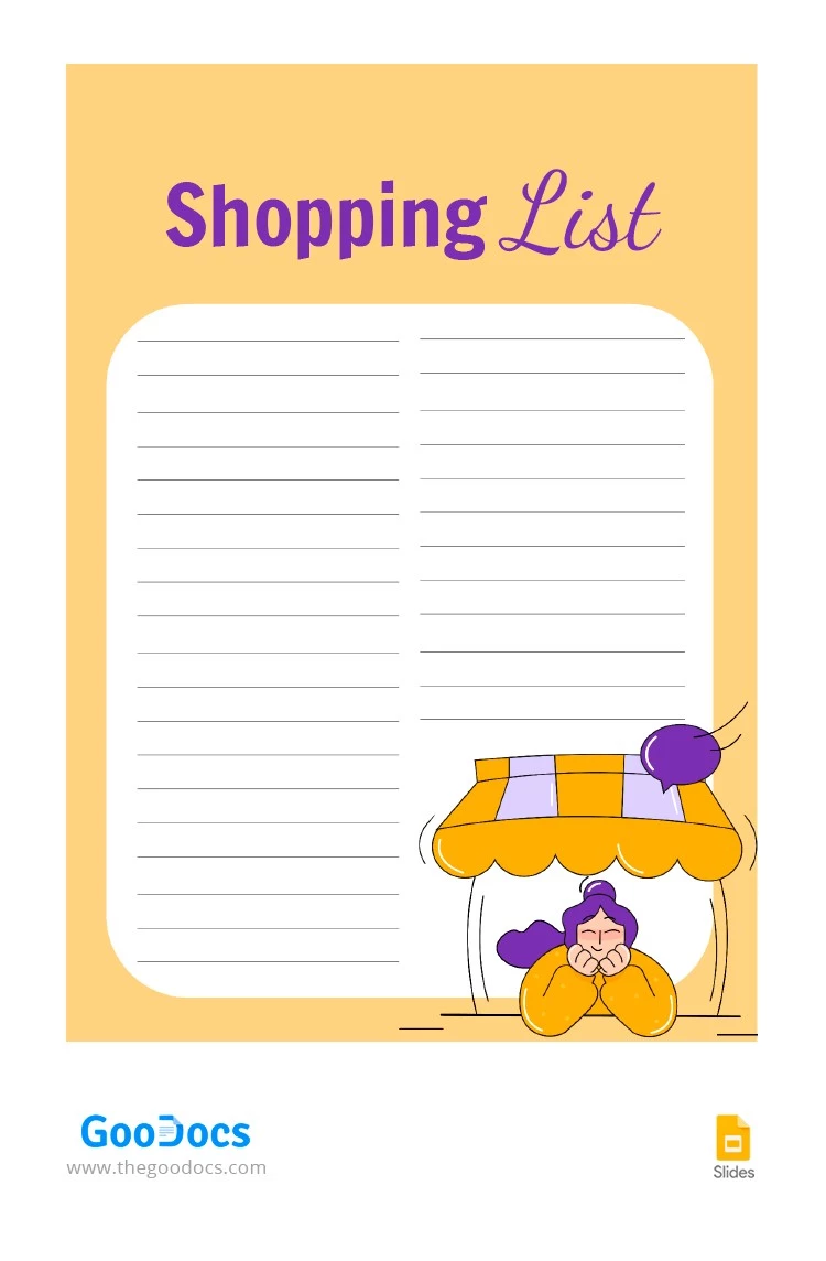 Bright Shopping list - free Google Docs Template - 10064176