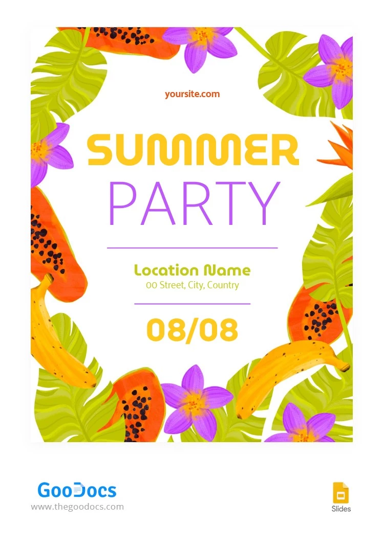 Bright Summer Party Flyer - free Google Docs Template - 10065924