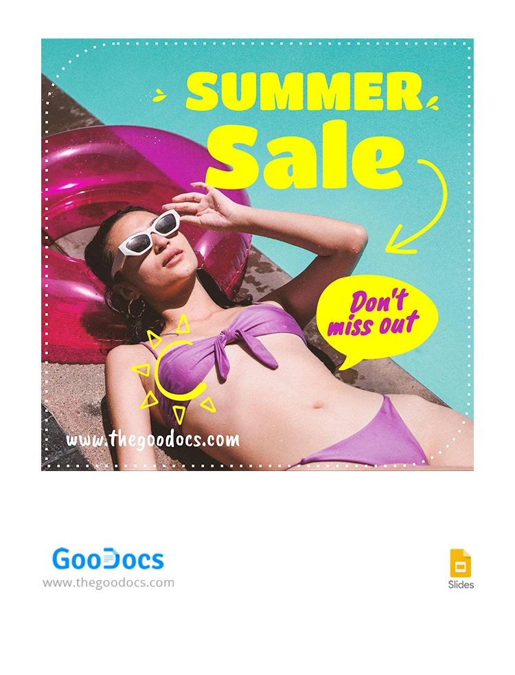 Vente estivale éclatante | Article sur Instagram - free Google Docs Template - 10067457