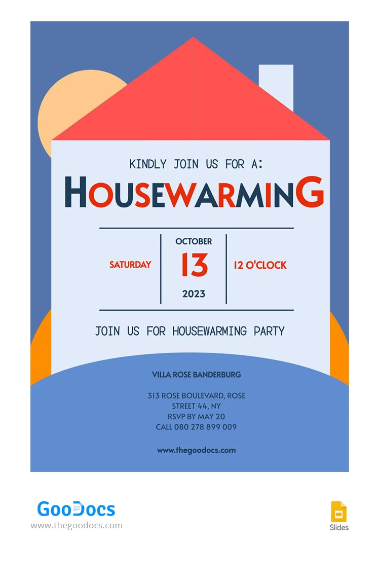 Invitación a una brillante fiesta de inauguración de casa tradicional. - free Google Docs Template - 10066936