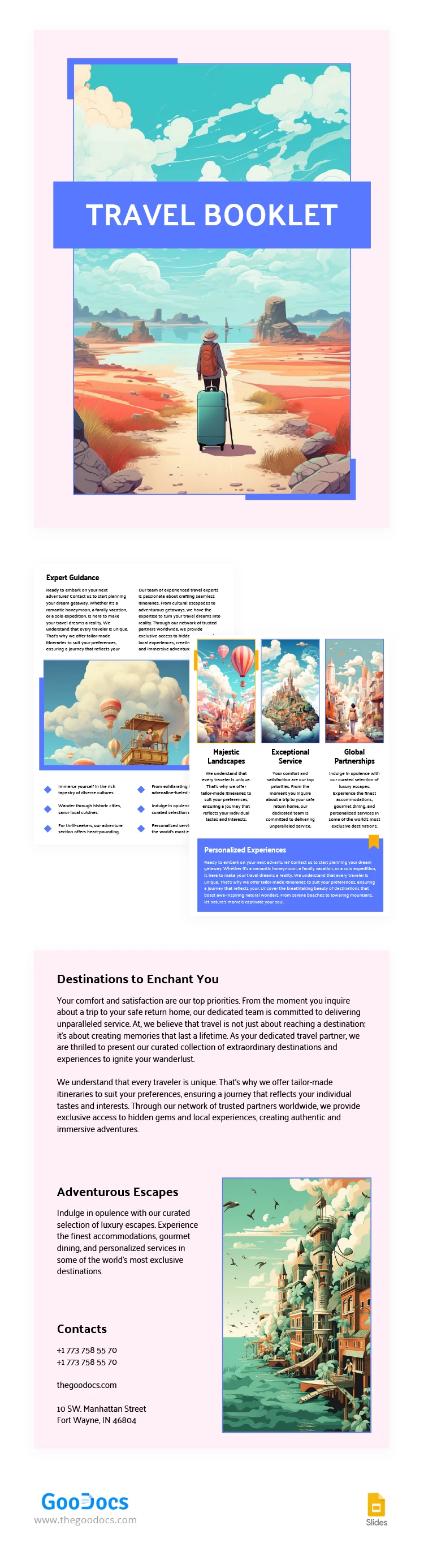 Brochure de voyage à la mode illustrée - free Google Docs Template - 10067730