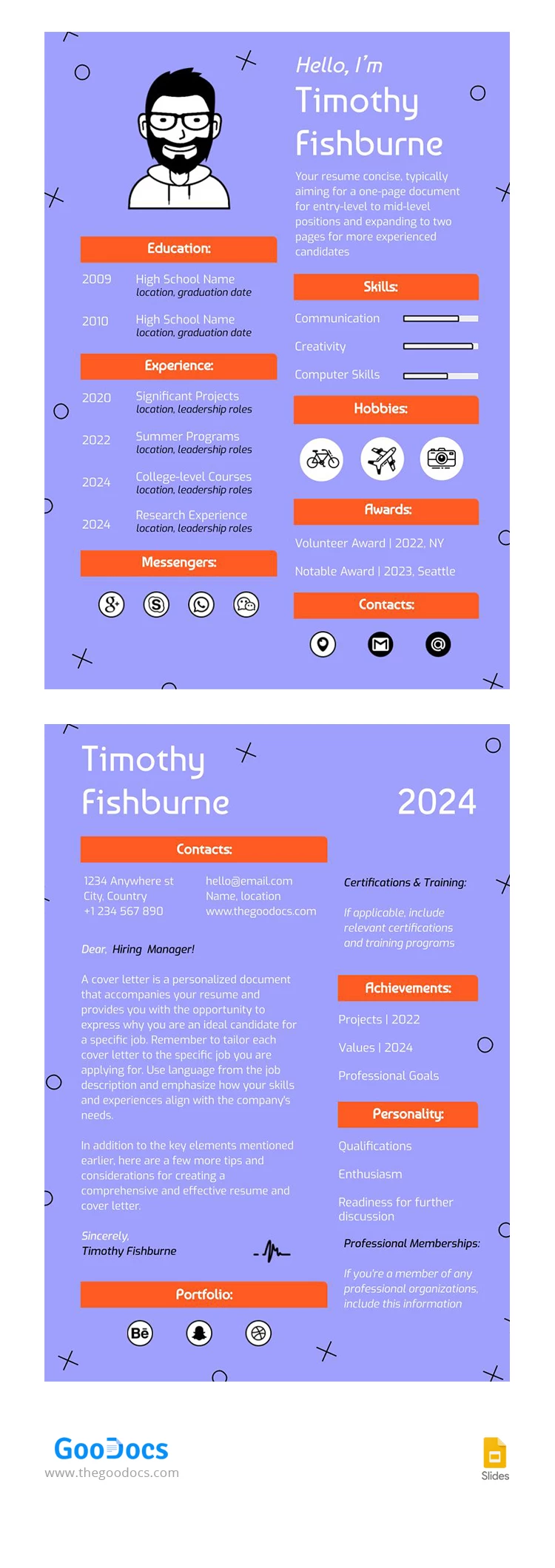 Illustrated Universal Resume & Cover Letter - free Google Docs Template - 10067955