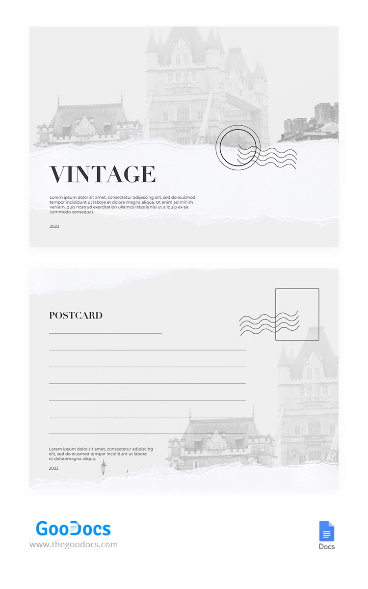 Carte postale vintage lumineuse - free Google Docs Template - 10065318