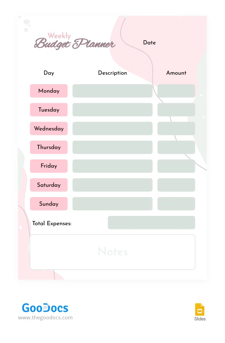 Bright Weekly Budget Planner - free Google Docs Template - 10063901