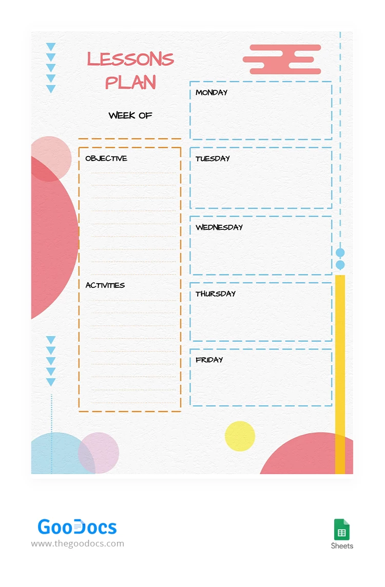 Bright Weekly Lesson Plan - free Google Docs Template - 10064064