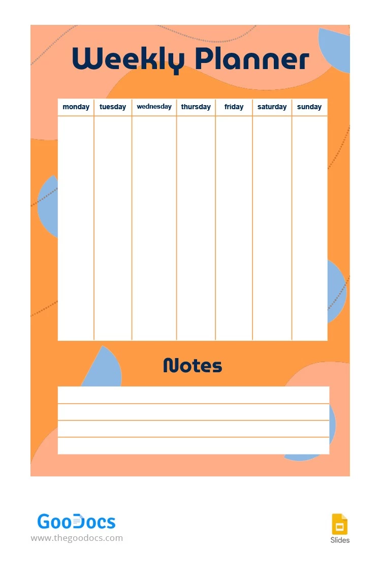 Bright Weekly Planner - free Google Docs Template - 10063459