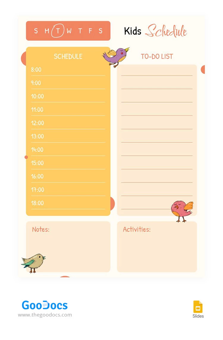 Bright Yellow Kids Schedule - free Google Docs Template - 10065577