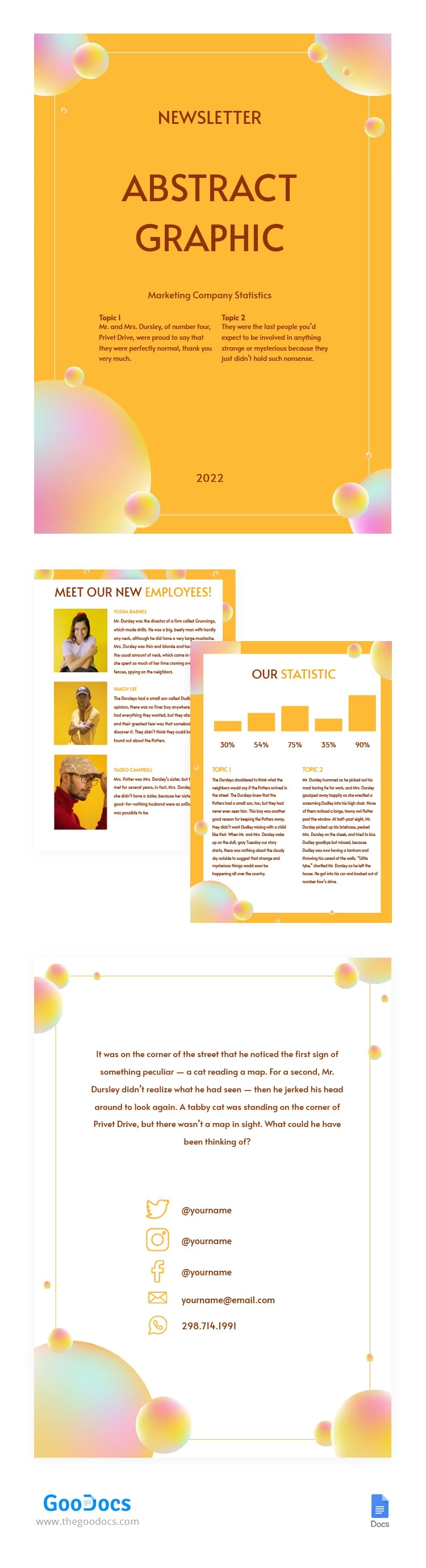 Bright Yellow Newsletter - free Google Docs Template - 10063417