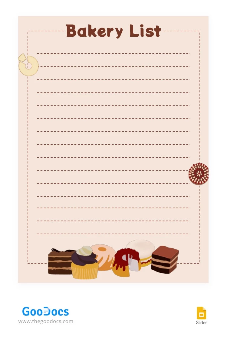 Lista de panadería Brown - free Google Docs Template - 10063779
