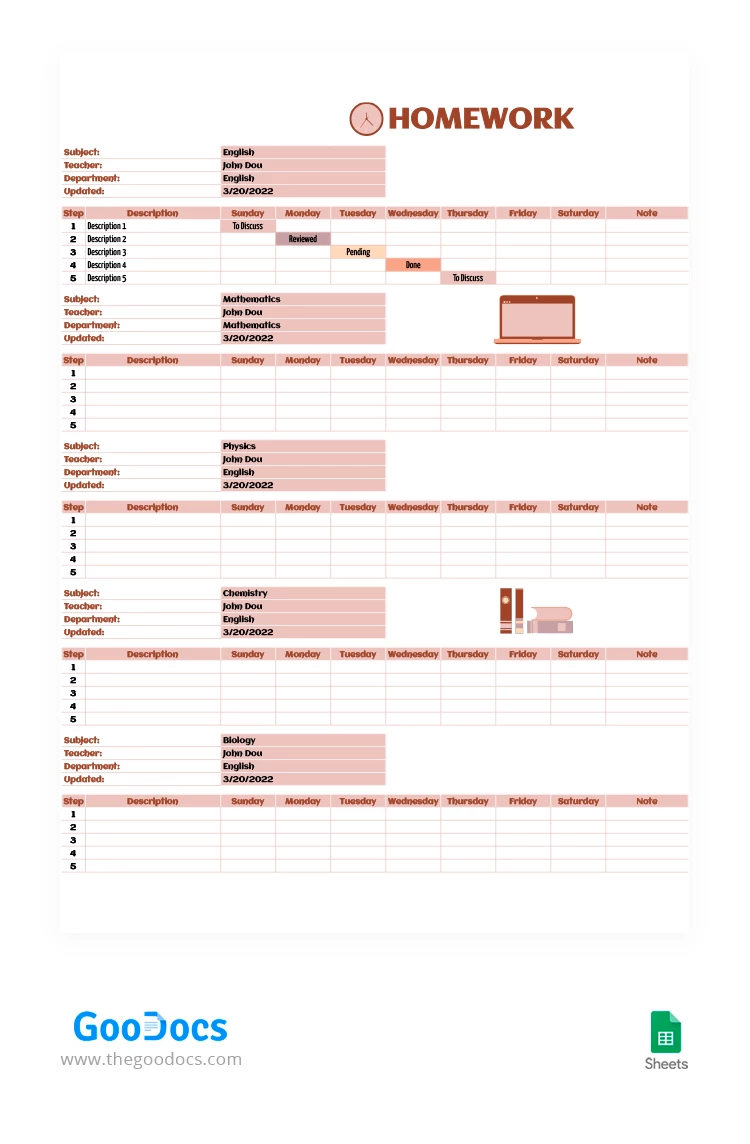Planificador de tareas marrón - free Google Docs Template - 10062347