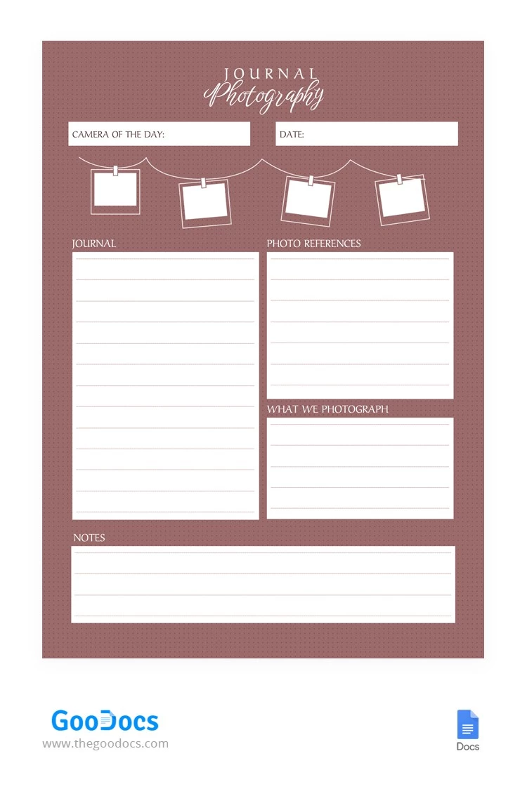 Brown Photography Journal - free Google Docs Template - 10064581