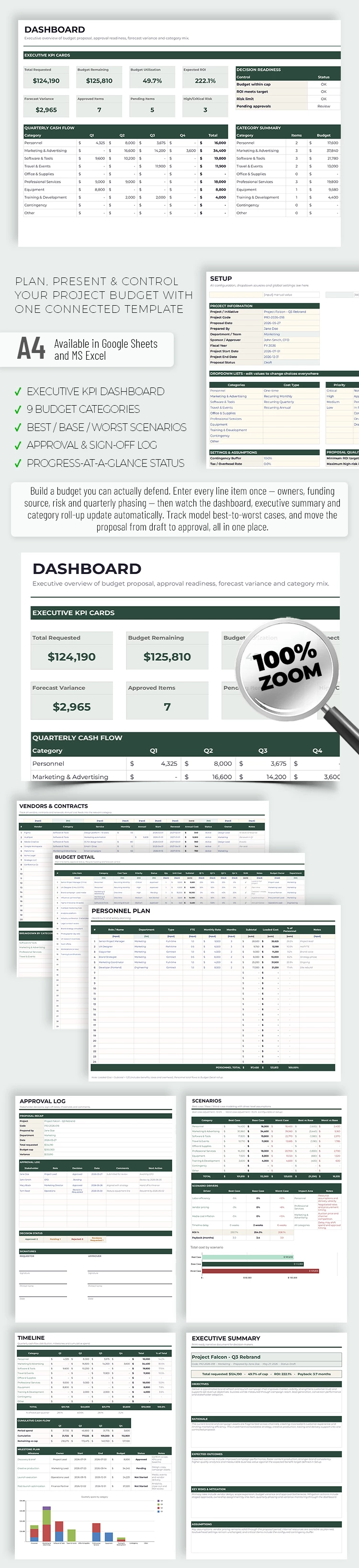 Preview of Budget Proposal Template for Google Sheets and Microsoft Excel