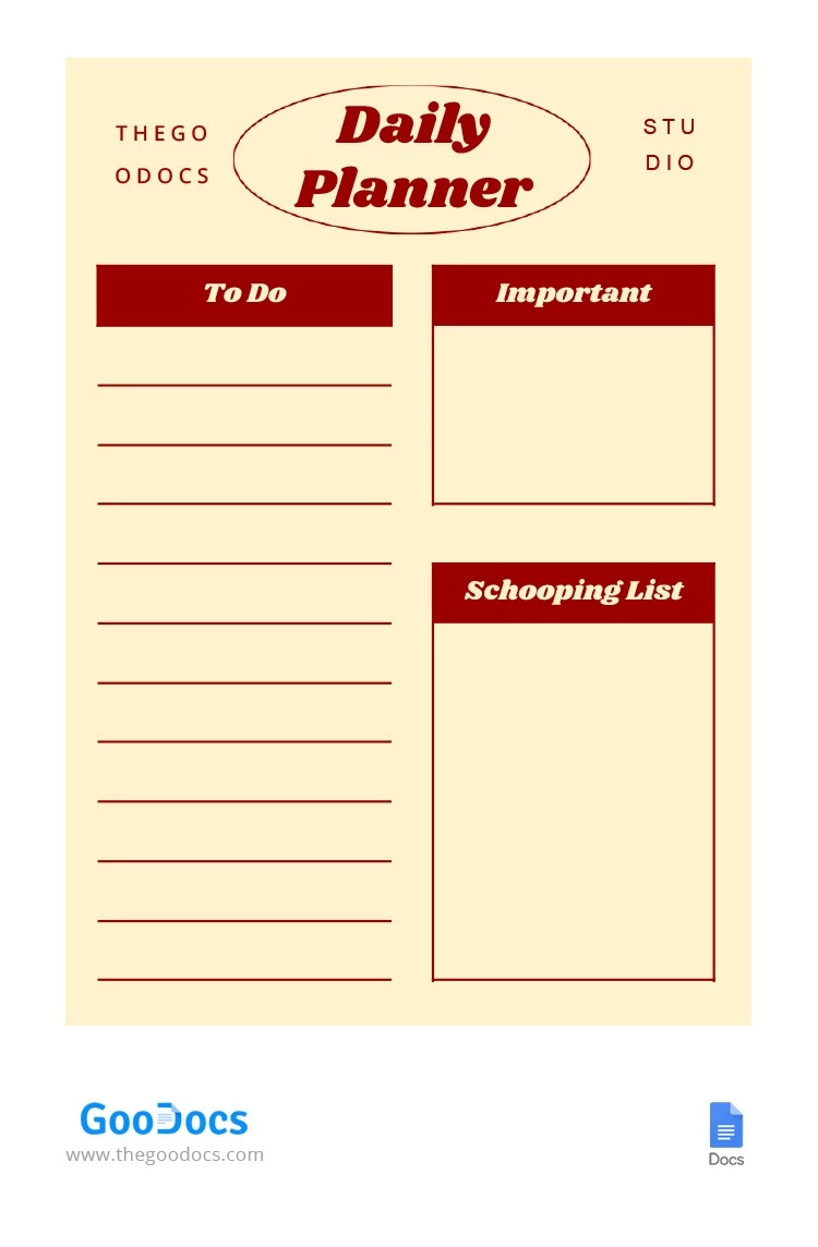Buffy and Red Daily Planner - free Google Docs Template - 10064127