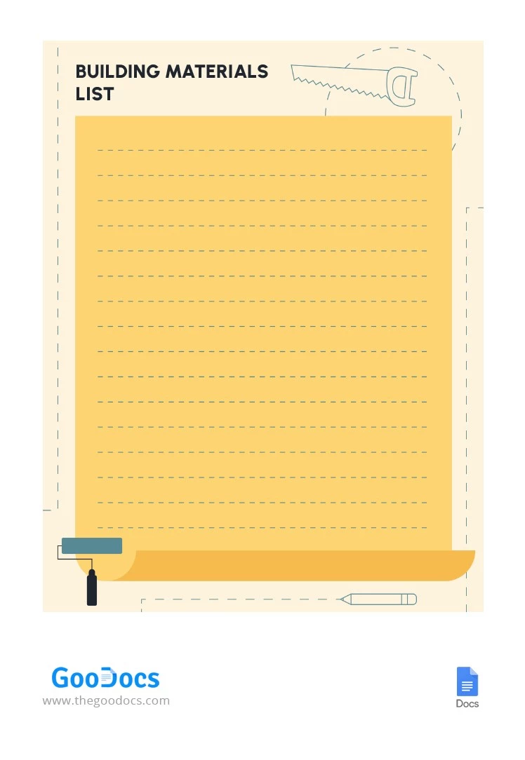 Lista de Materiais de Construção - free Google Docs Template - 10066109