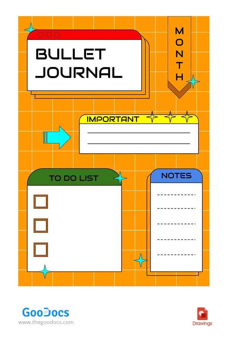 Bullet Journal Drawing Template, Journal Writing Template