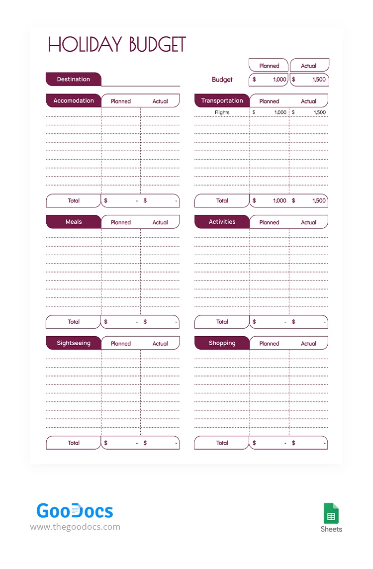 Simple Holiday Budget - free Google Docs Template - 10066653