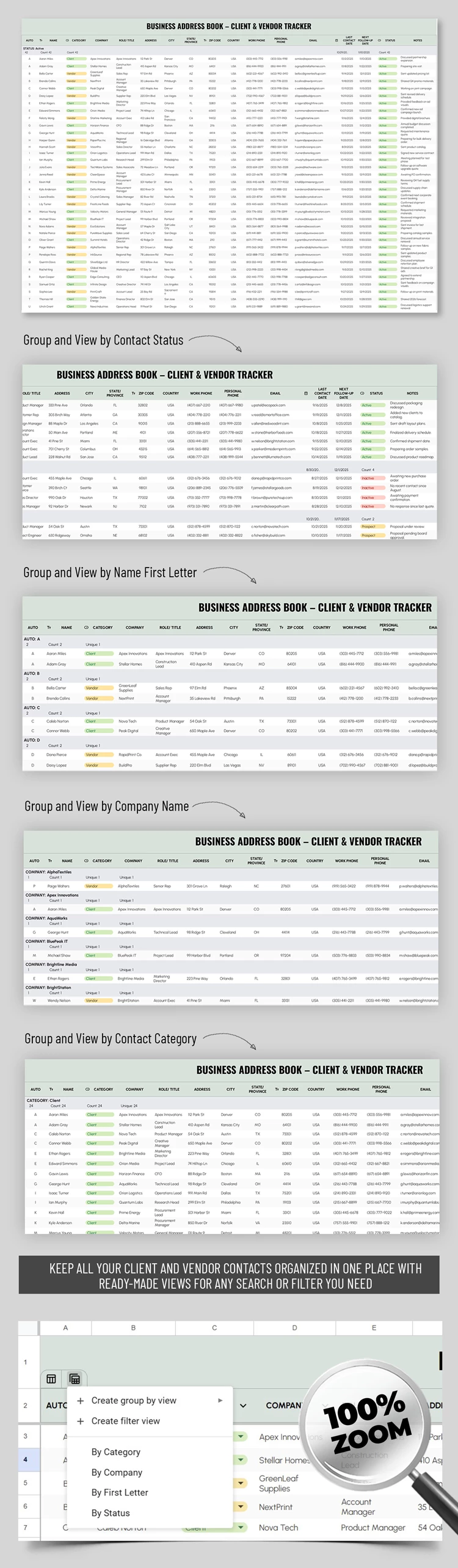 Carnet d'adresses professionnel - Modèle de suivi des clients et des fournisseurs - free Google Docs Template - 10072136