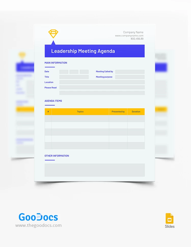 Ordre du jour de l'entreprise - free Google Docs Template - 10068417