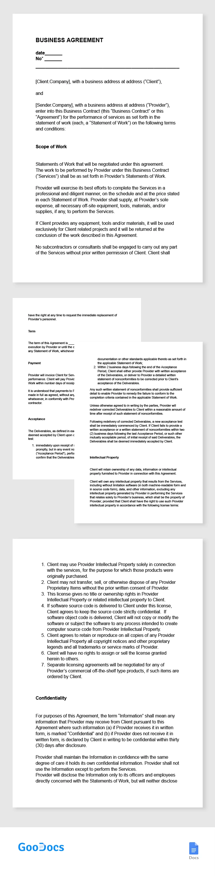 Business Agreement - free Google Docs Template - 10065306