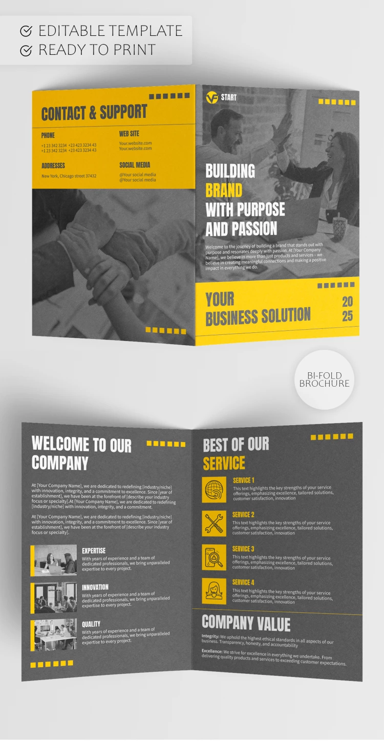 Folleto de negocios Bi-fold - free Google Docs Template - 10068870