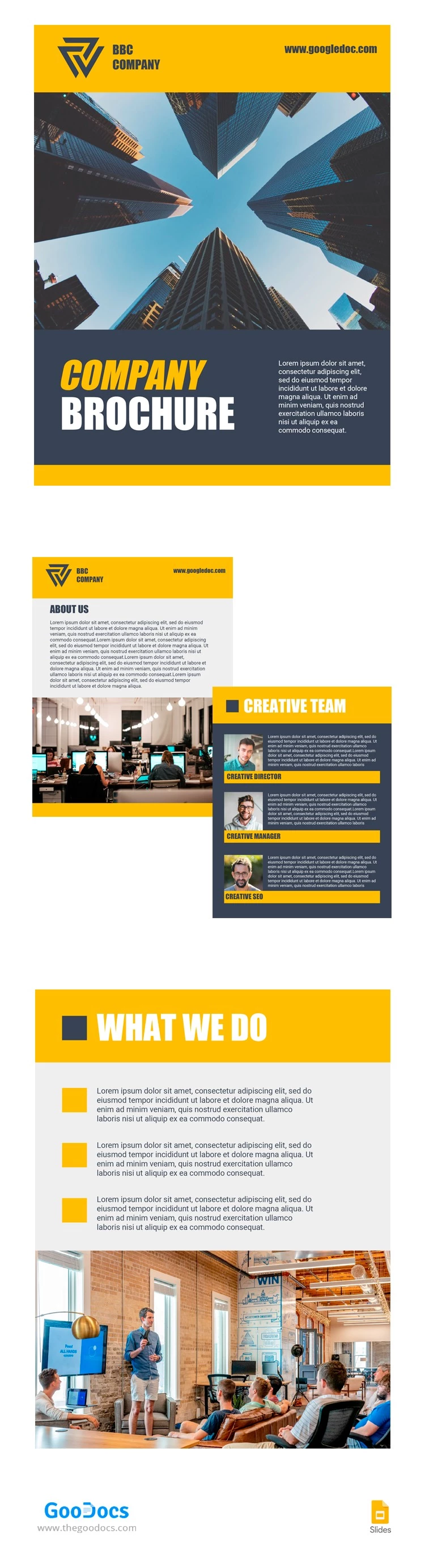 Brochure d'entreprise jaune - free Google Docs Template - 10063796