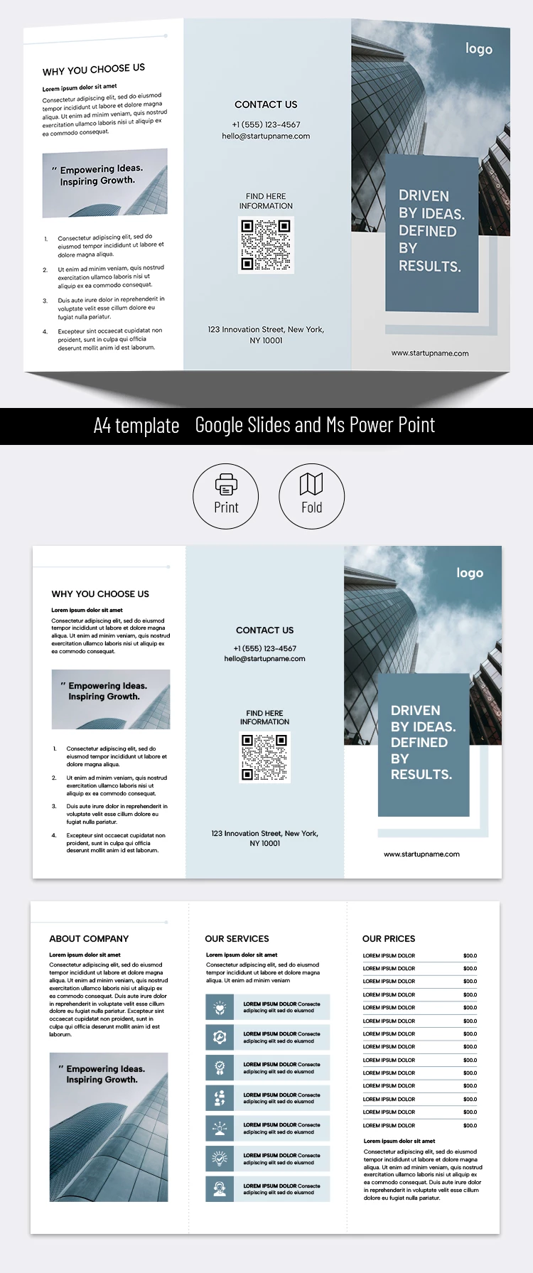 Modèle de brochure d'entreprise pliante modifiable pour les entreprises et les startups. - free Google Docs Template - 10072111