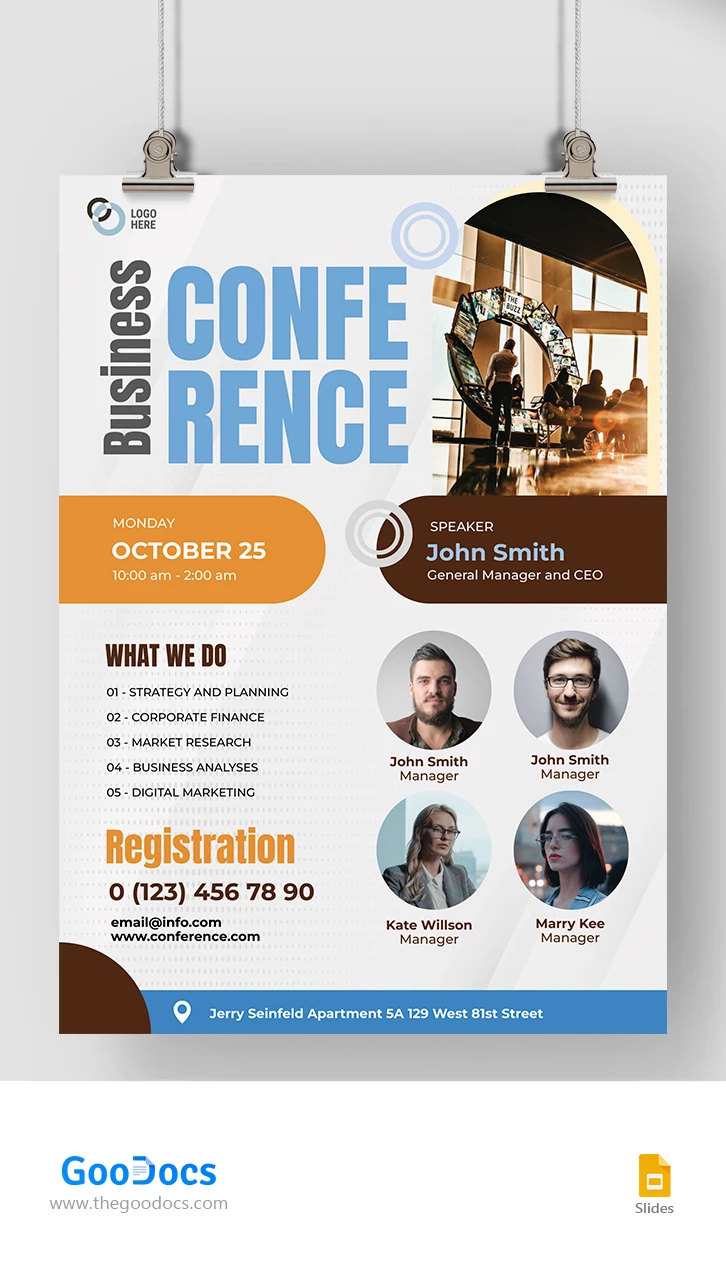 Cartaz da conferência de negócios - free Google Docs Template - 10066849