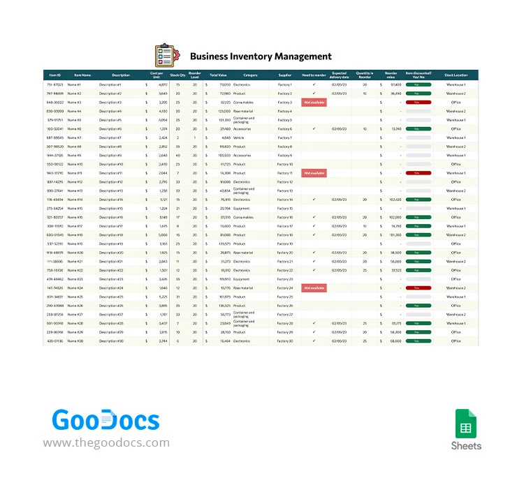 Gestão de Inventário Empresarial. - free Google Docs Template - 10066444