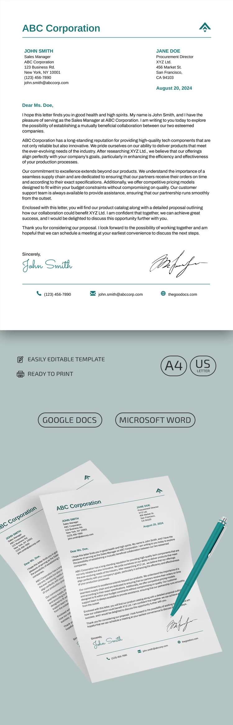 Carta de negocios - free Google Docs Template - 10069188