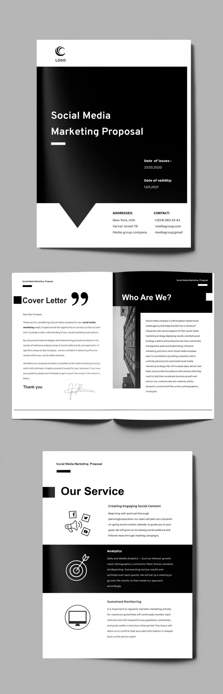 Business Proposal Black and White - free Google Docs Template - 10061812