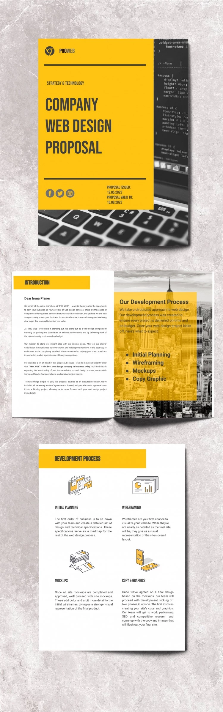 Propuesta de negocio profesional en color amarillo. - free Google Docs Template - 10061750