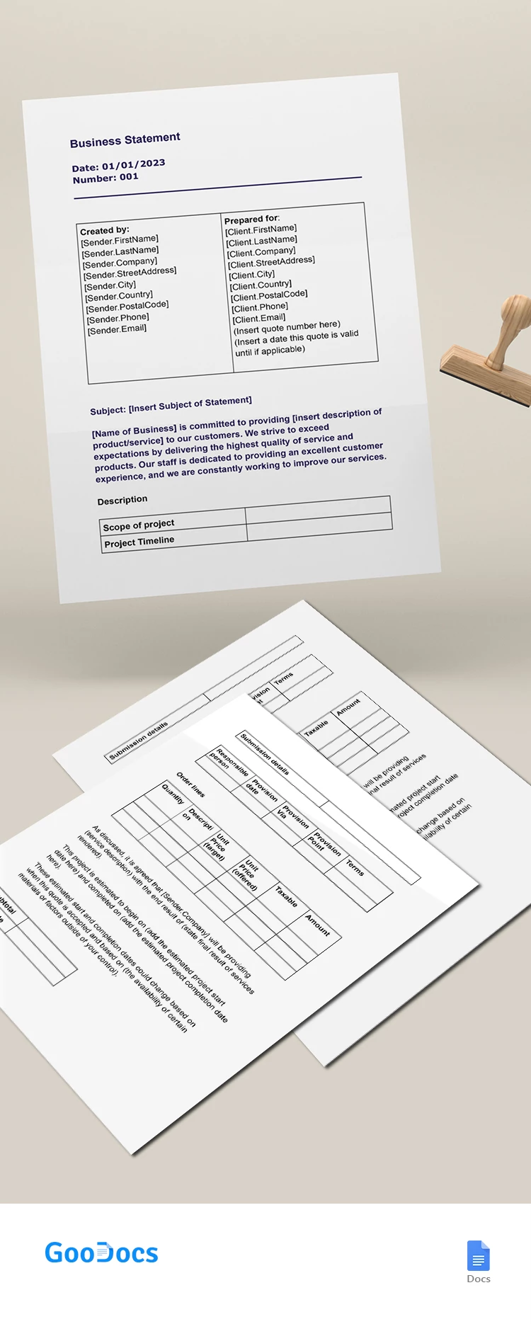 Professional Business Statement - free Google Docs Template - 10065545