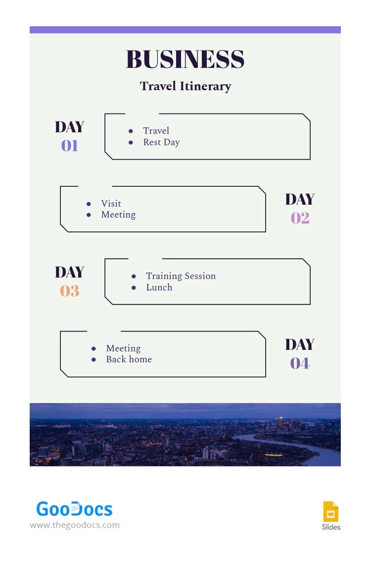 Pretty Business Travel Itinerary - free Google Docs Template - 10063136