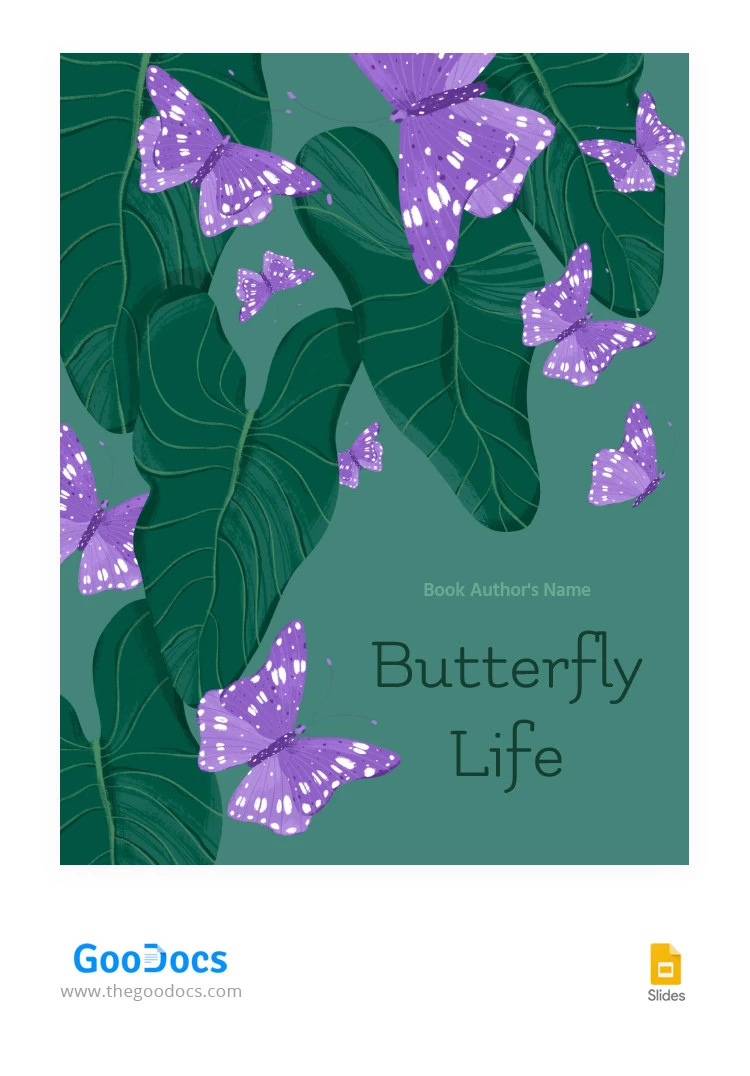 Livro de capa de vida da borboleta - free Google Docs Template - 10066336