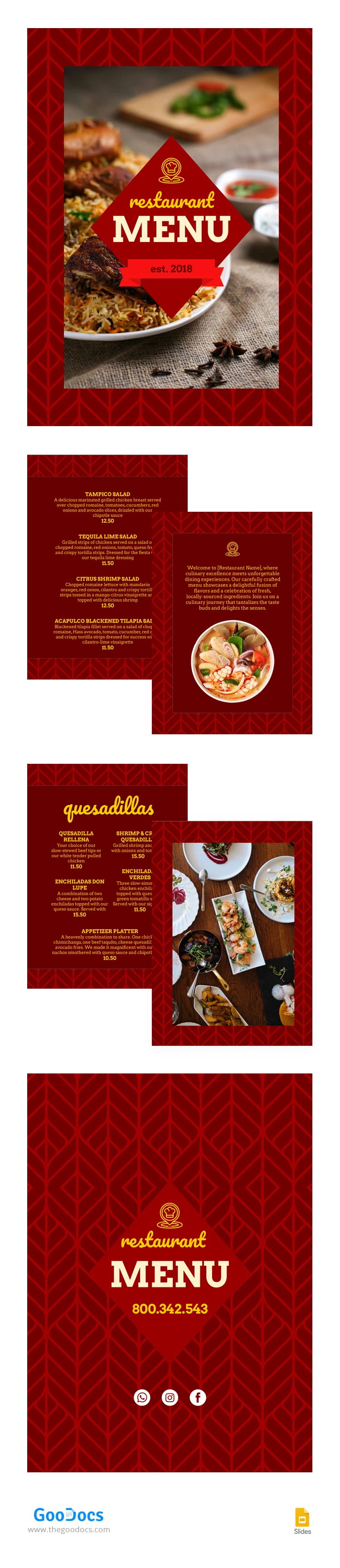 Menu do Café do Restaurante - free Google Docs Template - 10066606