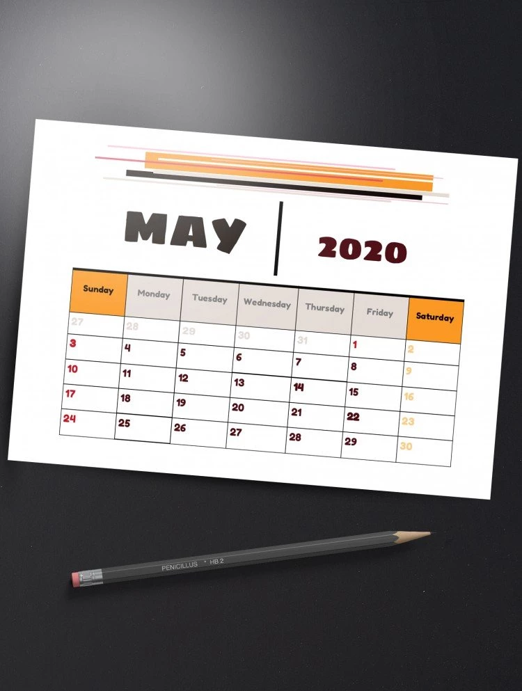 Calendrier 2020 simple - free Google Docs Template - 10061480