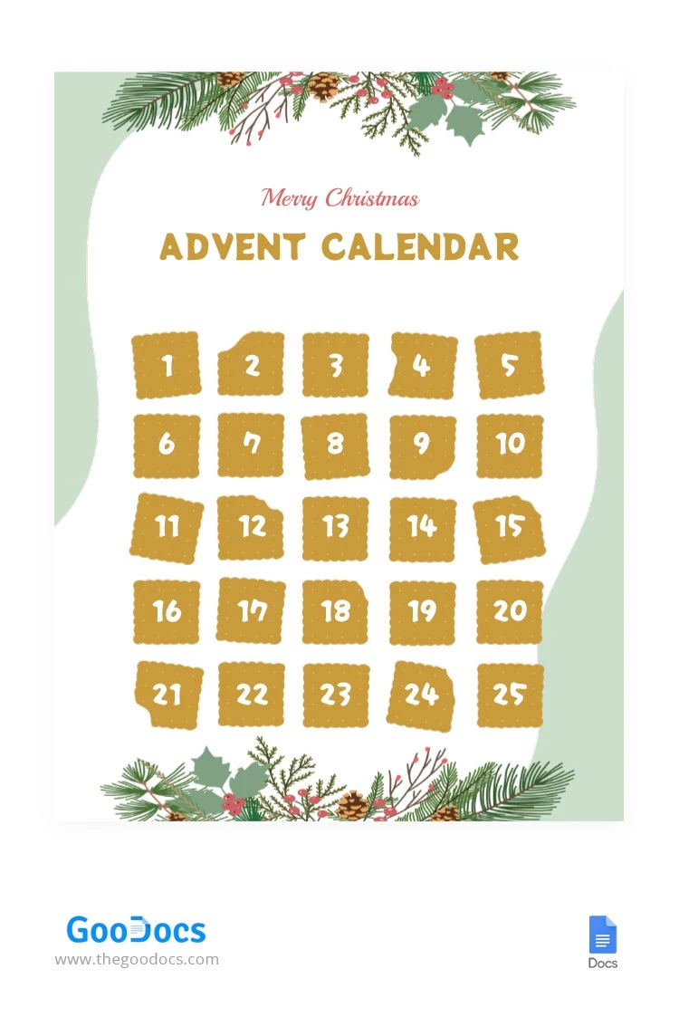 Calendario de adviento de Navidad. - free Google Docs Template - 10062710
