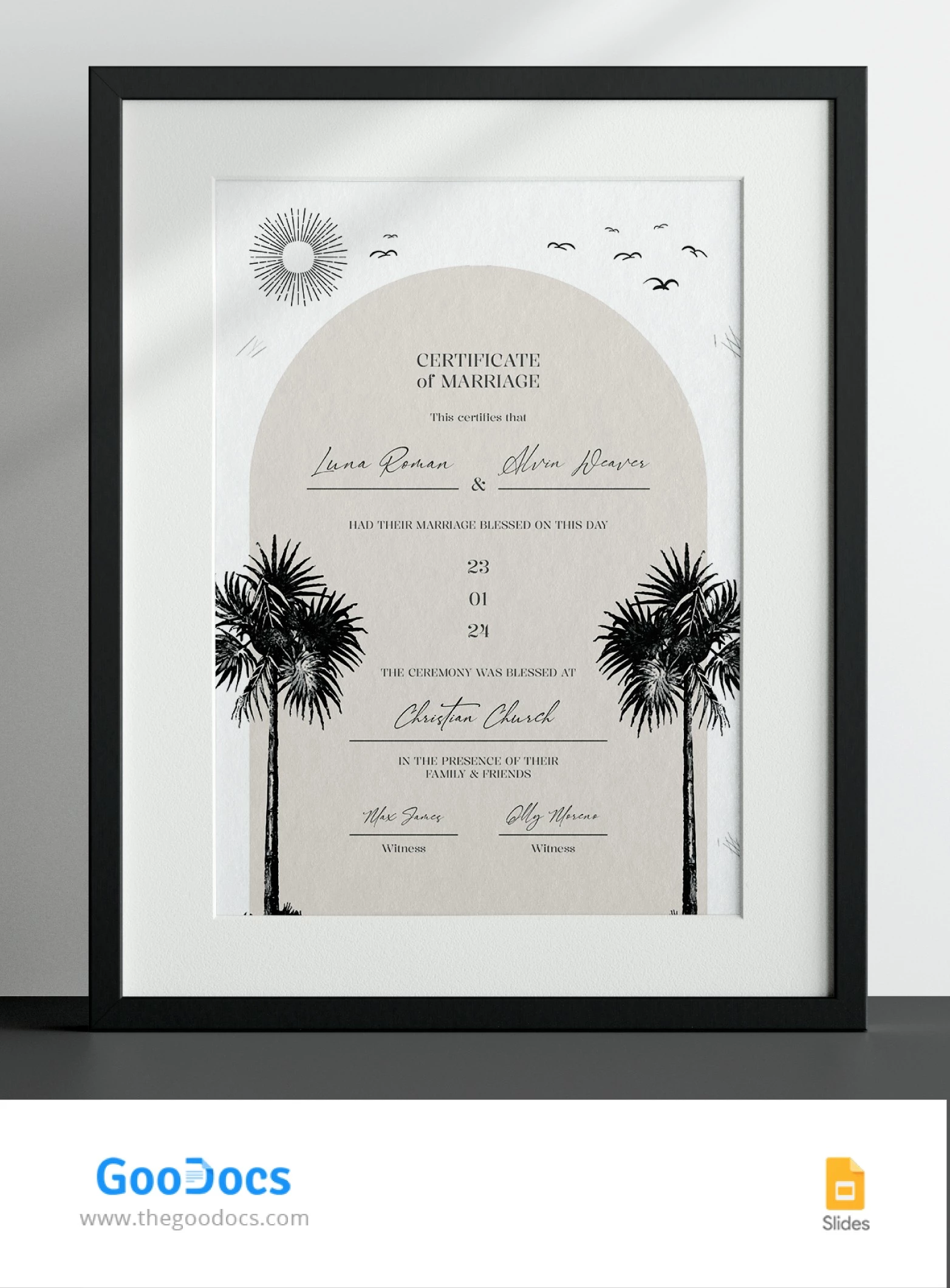 Certificato di matrimonio in California - free Google Docs Template - 10068328