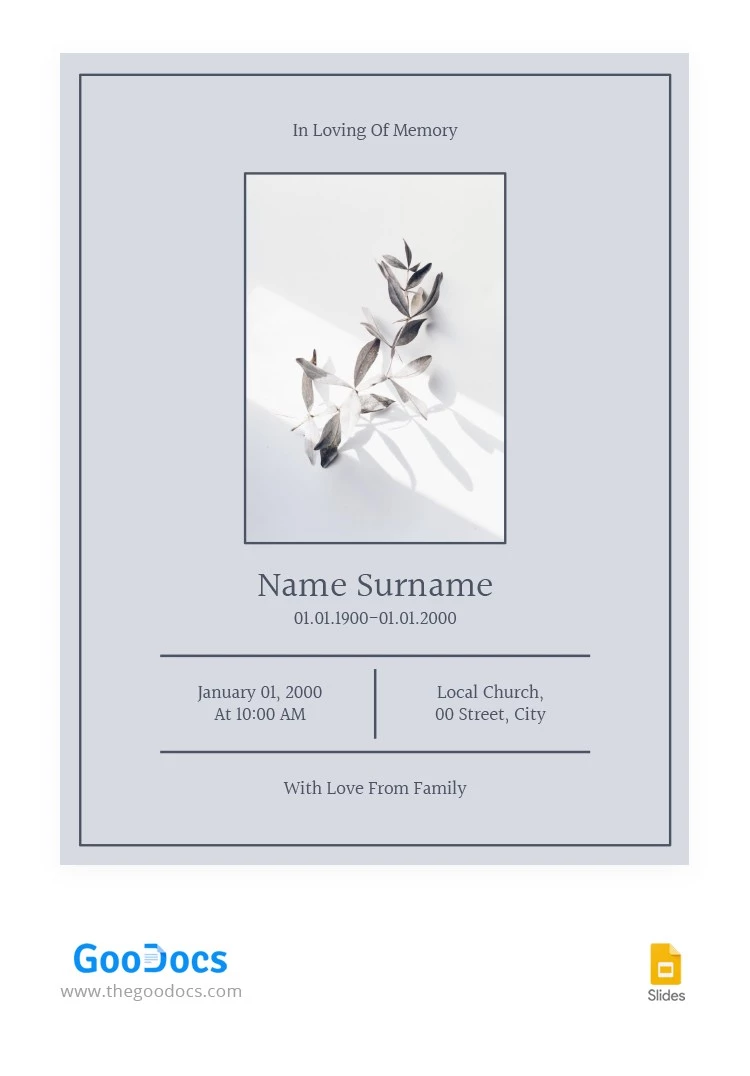 Calm Grey Funeral Flyer - free Google Docs Template - 10065925