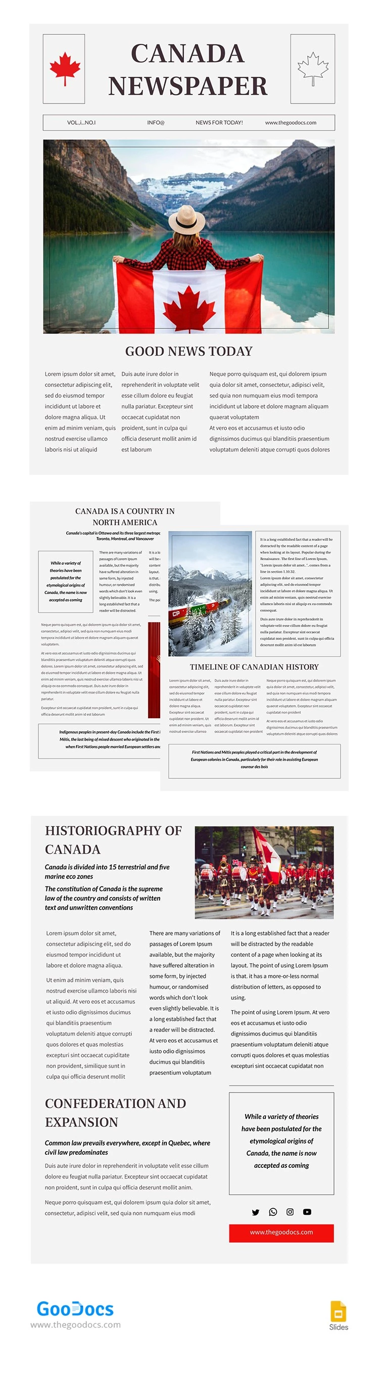 Giornale del Canada - free Google Docs Template - 10065739