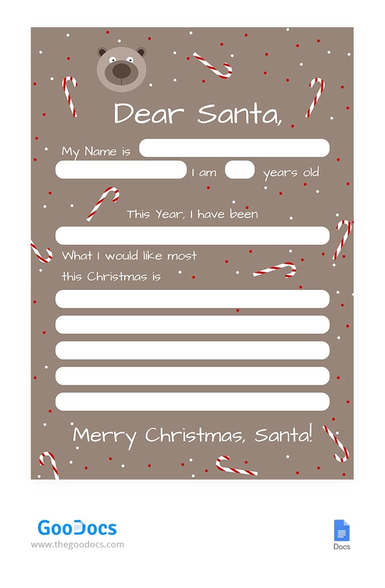 Liste de souhaits de bonbons pour Noël - free Google Docs Template - 10062640