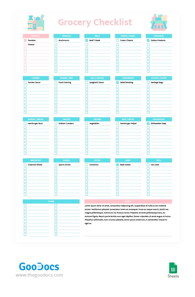 Candy Style Grocery Checklist - free Google Docs Template - 10062524
