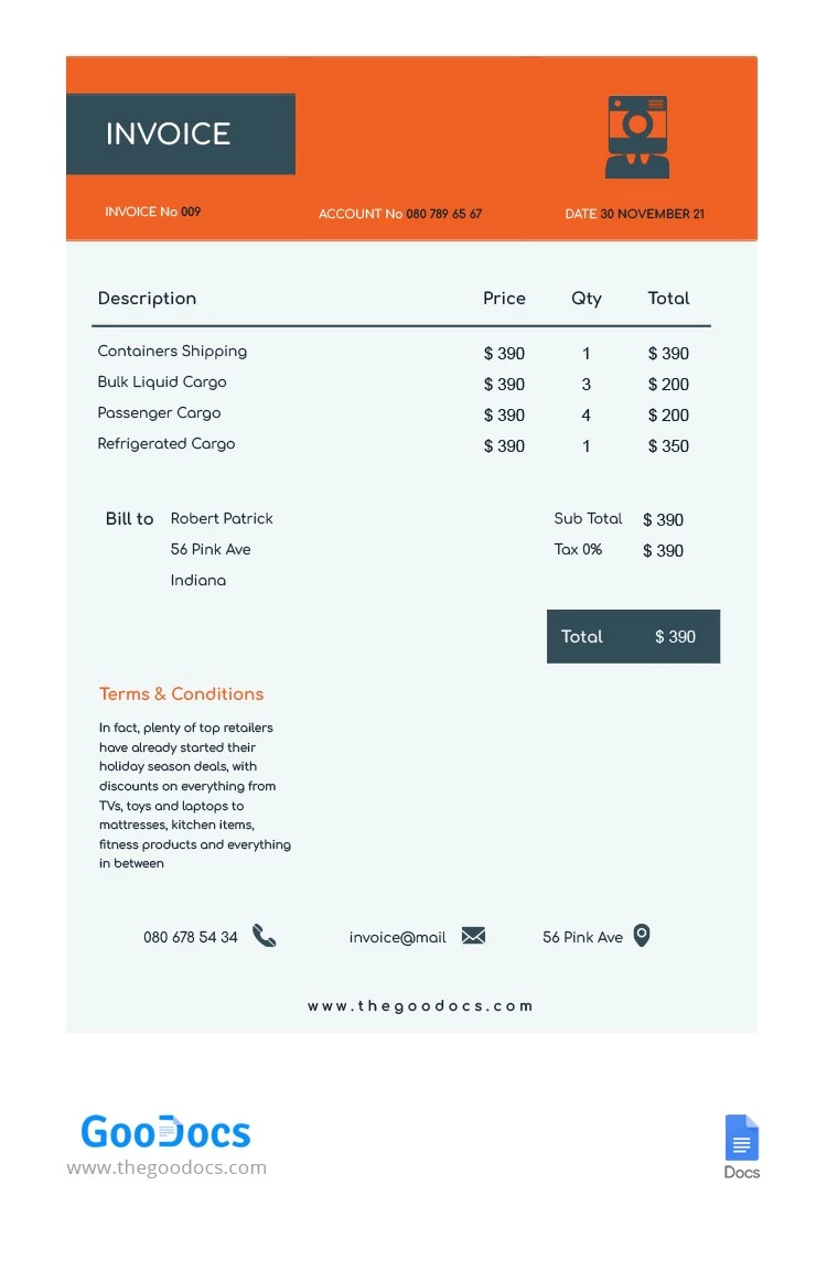 Cargo Invoice - free Google Docs Template - 10062566