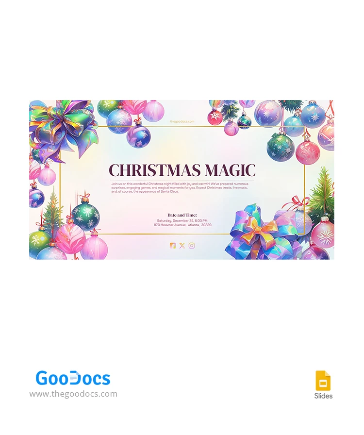 Cartoon Christmas Tree Decorations Facebook Cover - free Google Docs Template - 10067406