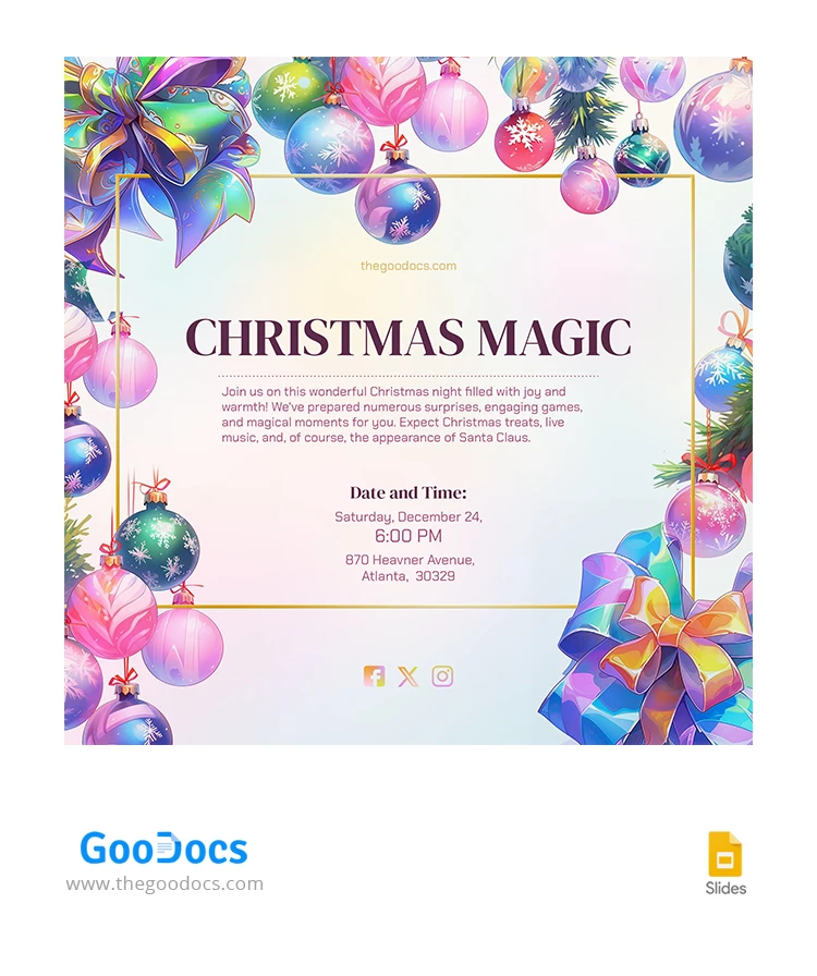 Decorações de árvore de Natal em formato de desenhos animados, post do Instagram. - free Google Docs Template - 10067444