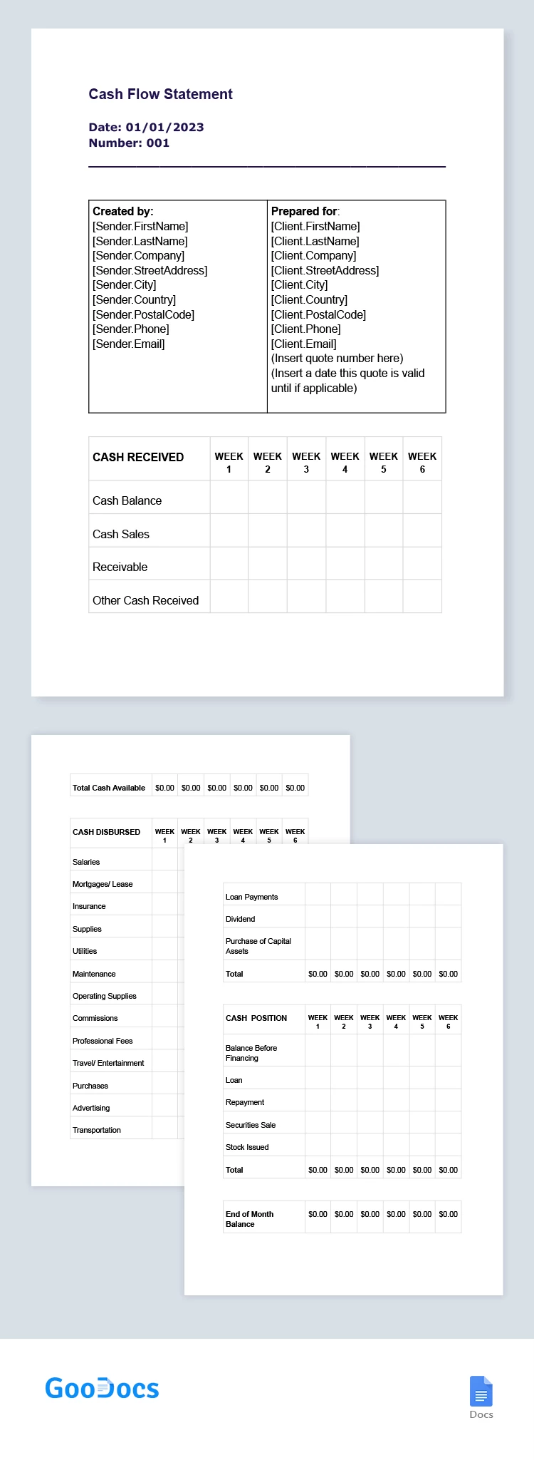 Professional Cash Flow Statement - free Google Docs Template - 10065561